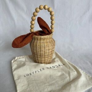 **AUTHENTIC** Loeffler Randall Louise Rattan Basket Tote With Silk-Faille Insert